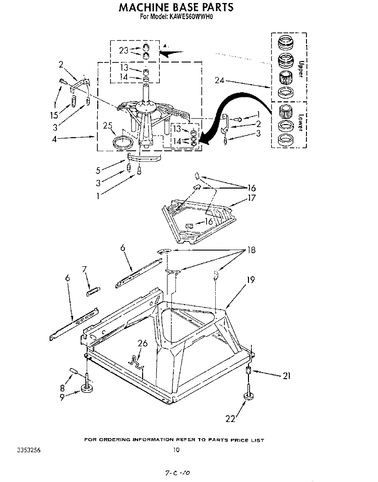 MACHINE BASE Diagram and Parts List for KAWE560WAL0  Whirlpool Washer