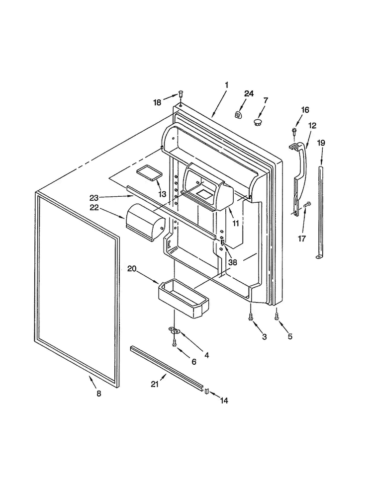 Refrigerator Door Diagram and Parts List for 10668902890  Kenmore Refrigerator