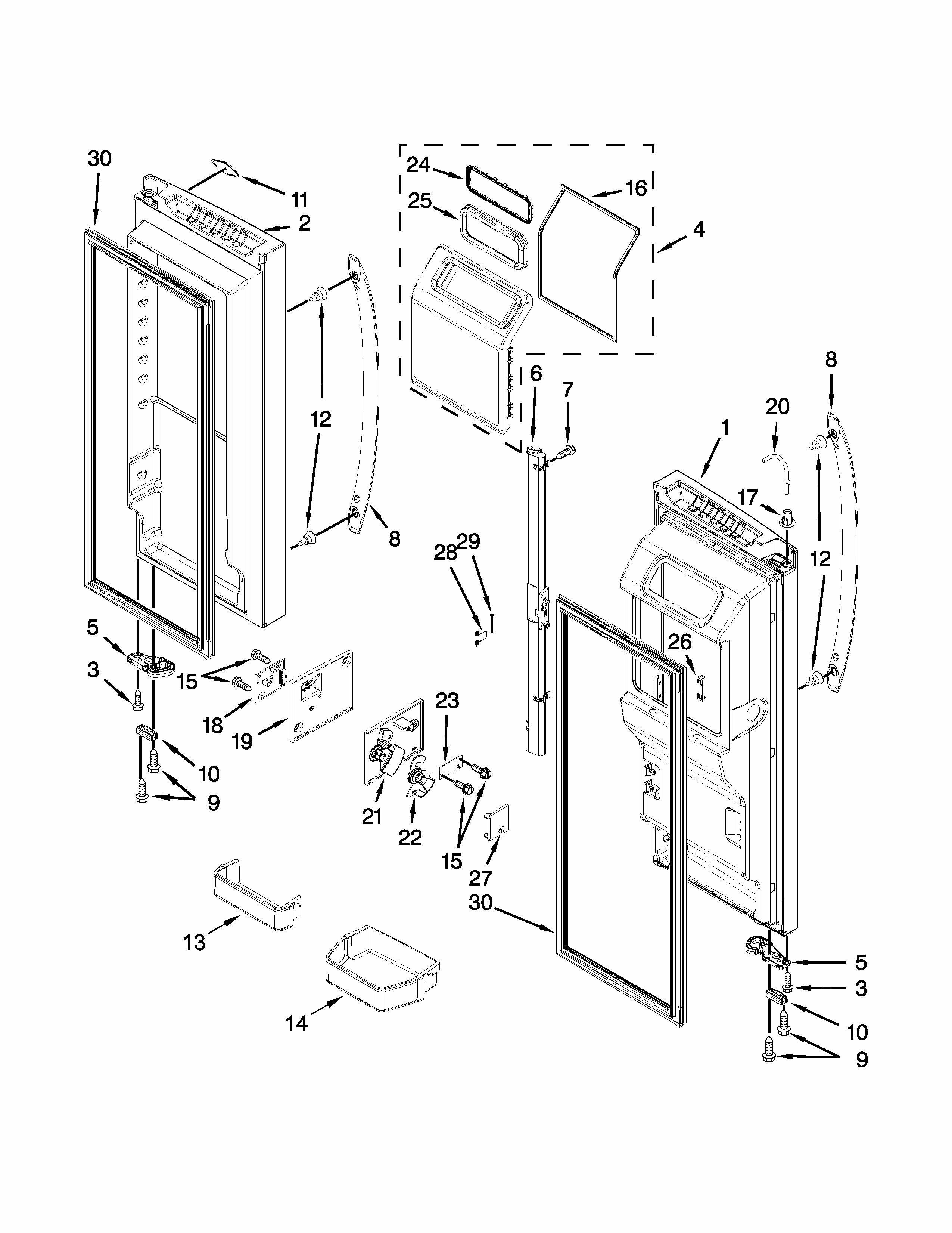 Refrigerator Door Parts Diagram and Parts List for 596723824102  Kenmore Refrigerator