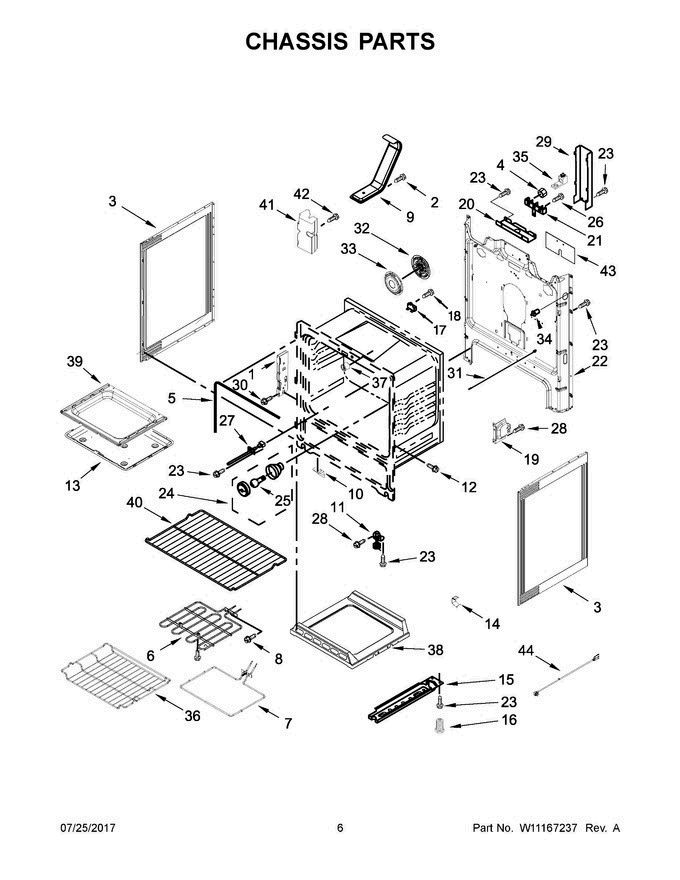04 - Chassis Parts Diagram and Parts List for YWFE775H0HV0  Whirlpool Range