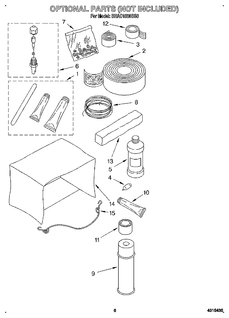 OPTIONAL Diagram and Parts List for BHAC1000BS0  Whirlpool Air Conditioner