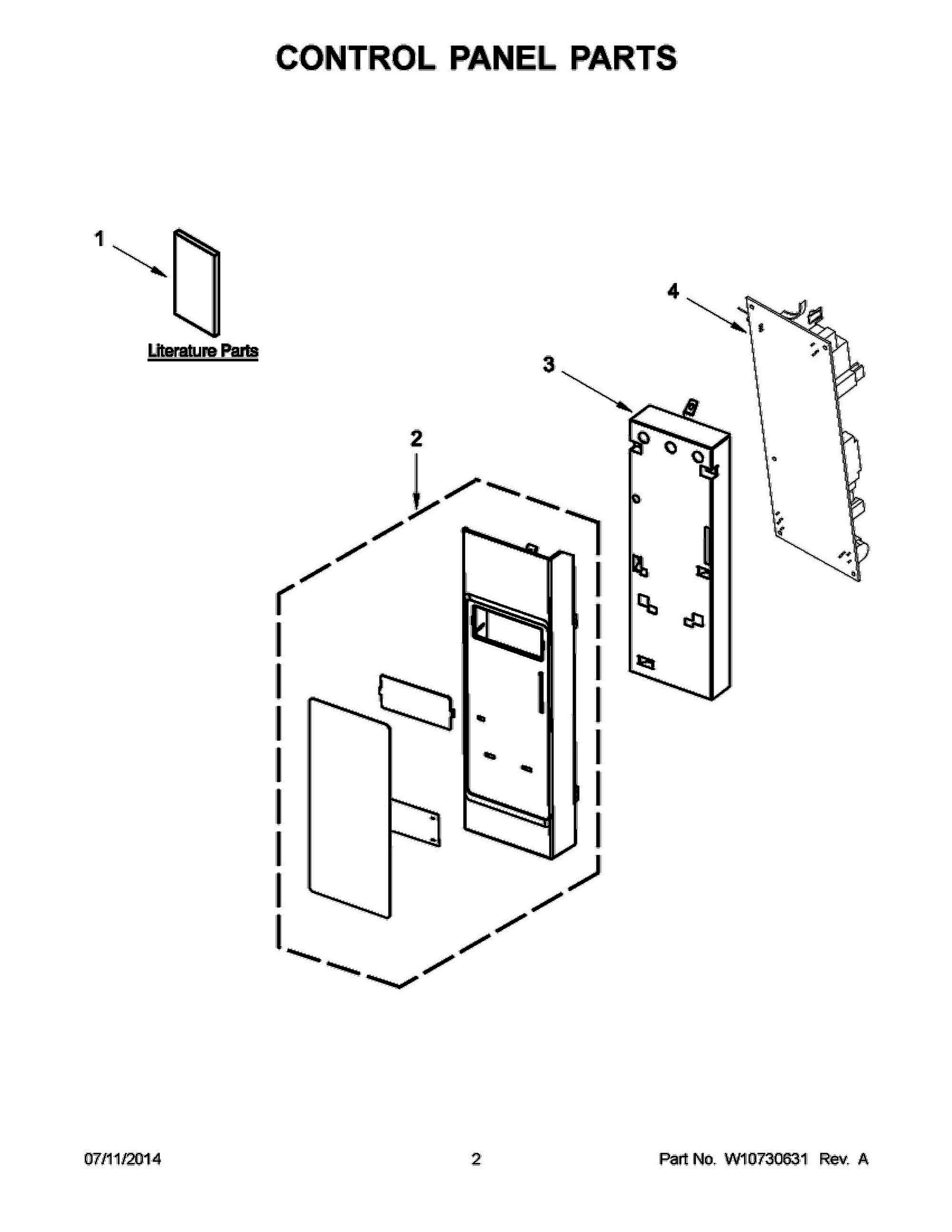 02 - CONTROL PANEL PARTS Diagram and Parts List for YKMHS120ES0  Whirlpool Microwave