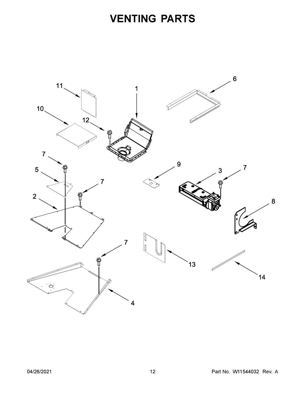Venting Parts Diagram and Parts List for KFGC558JPA02  Whirlpool Range