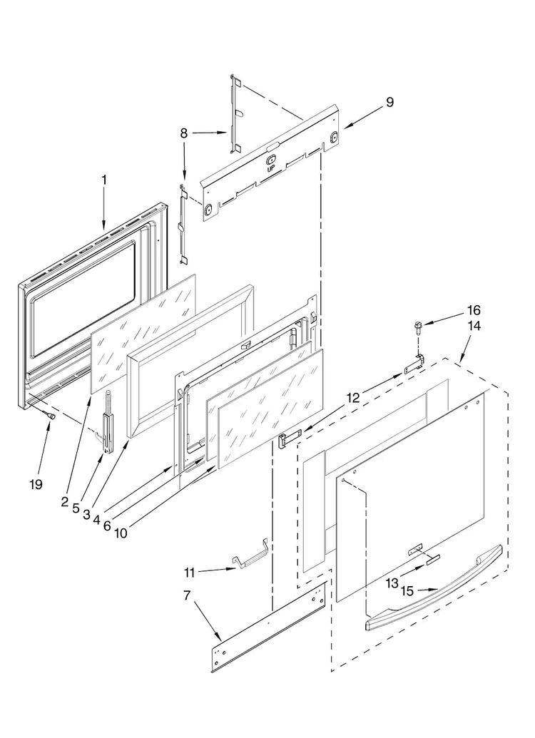 Door Parts Diagram and Parts List for KERS807SSS02  KitchenAid Range