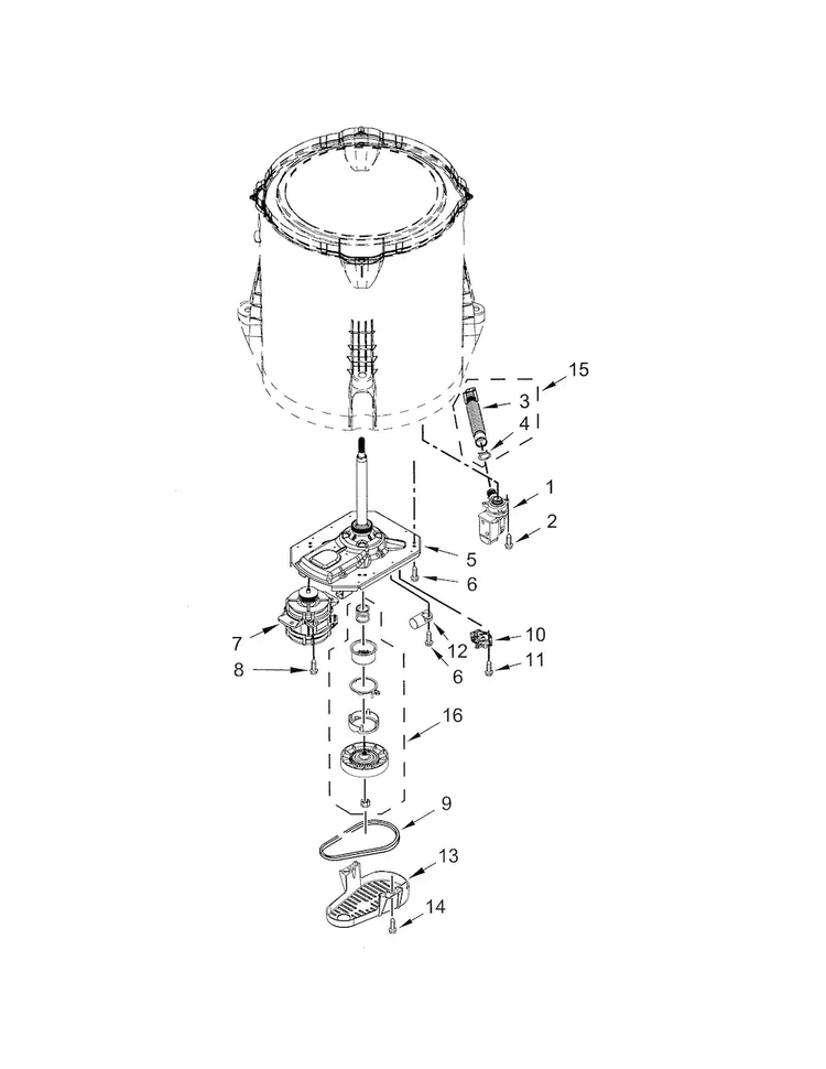 Gearcase/motor/pump Diagram and Parts List for 11027122310  Kenmore Washer
