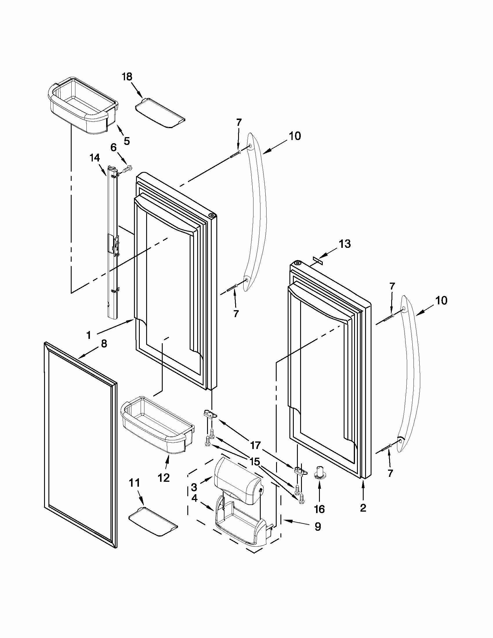 Refrigerator Door Diagram and Parts List for 59679322015  Kenmore Refrigerator