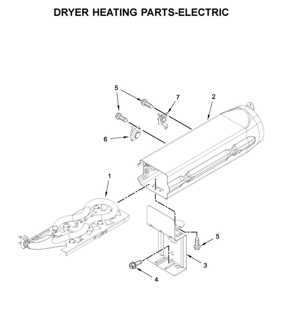 Dryer Heating Parts-Electric Diagram and Parts List for YWED5100HW0  Whirlpool Dryer