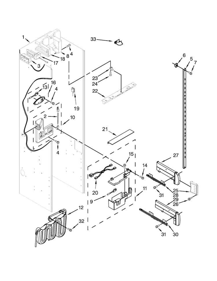 Refrigerator Liner Parts Diagram and Parts List for KBSD602ESS00  KitchenAid Refrigerator