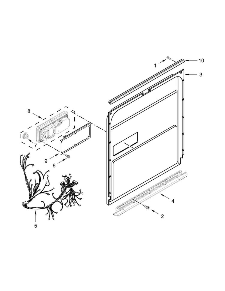 Inner Door Parts Diagram and Parts List for KDFE304DSS0  KitchenAid Dishwasher