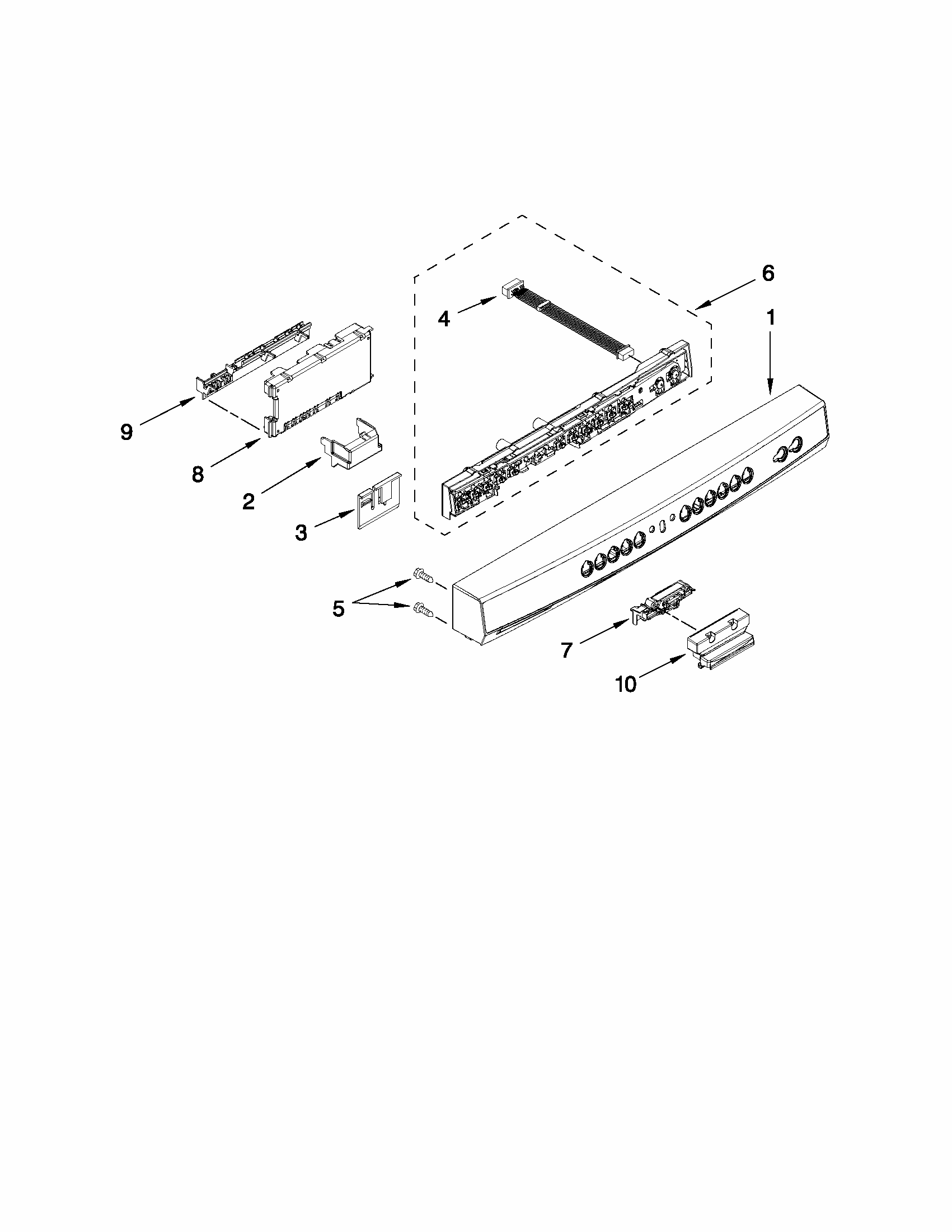 Control Panel And Latch Parts Diagram and Parts List for 66513362K111  Kenmore Dishwasher