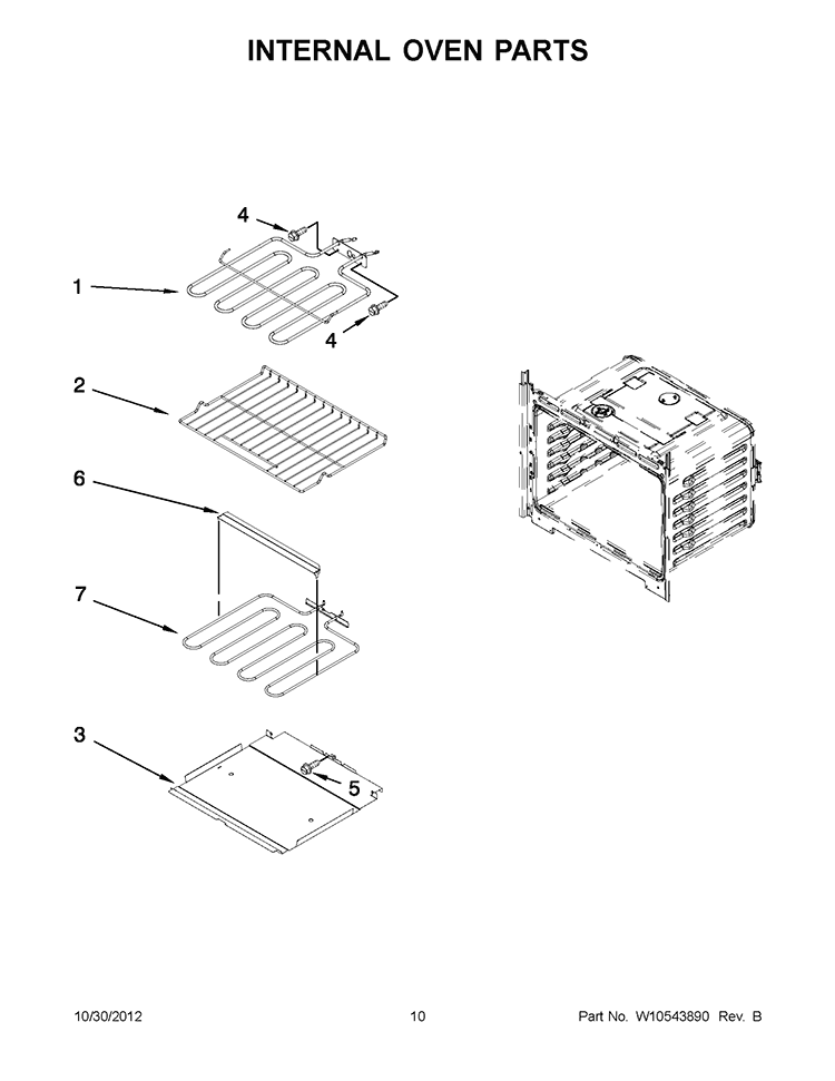 INTERNAL OVEN PARTS Diagram and Parts List for WOD51EC7AS01  Whirlpool Wall Oven