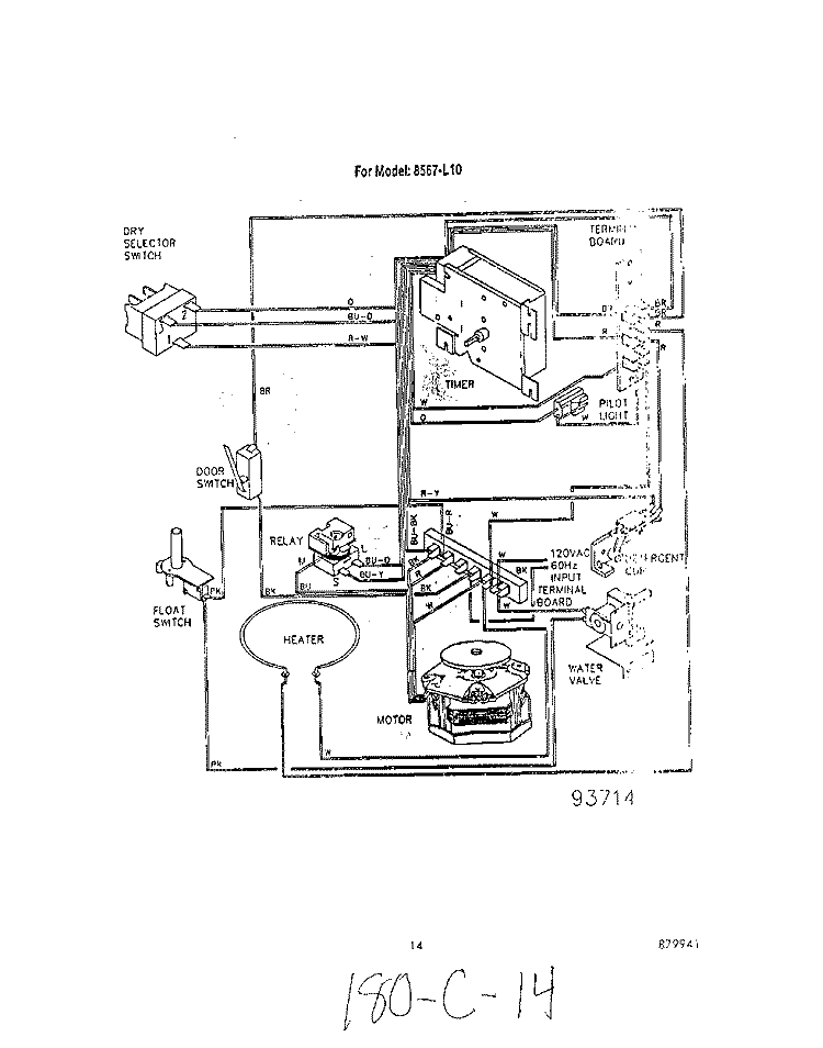 SECTION Diagram and Parts List for 8567L10  Roper Dishwasher