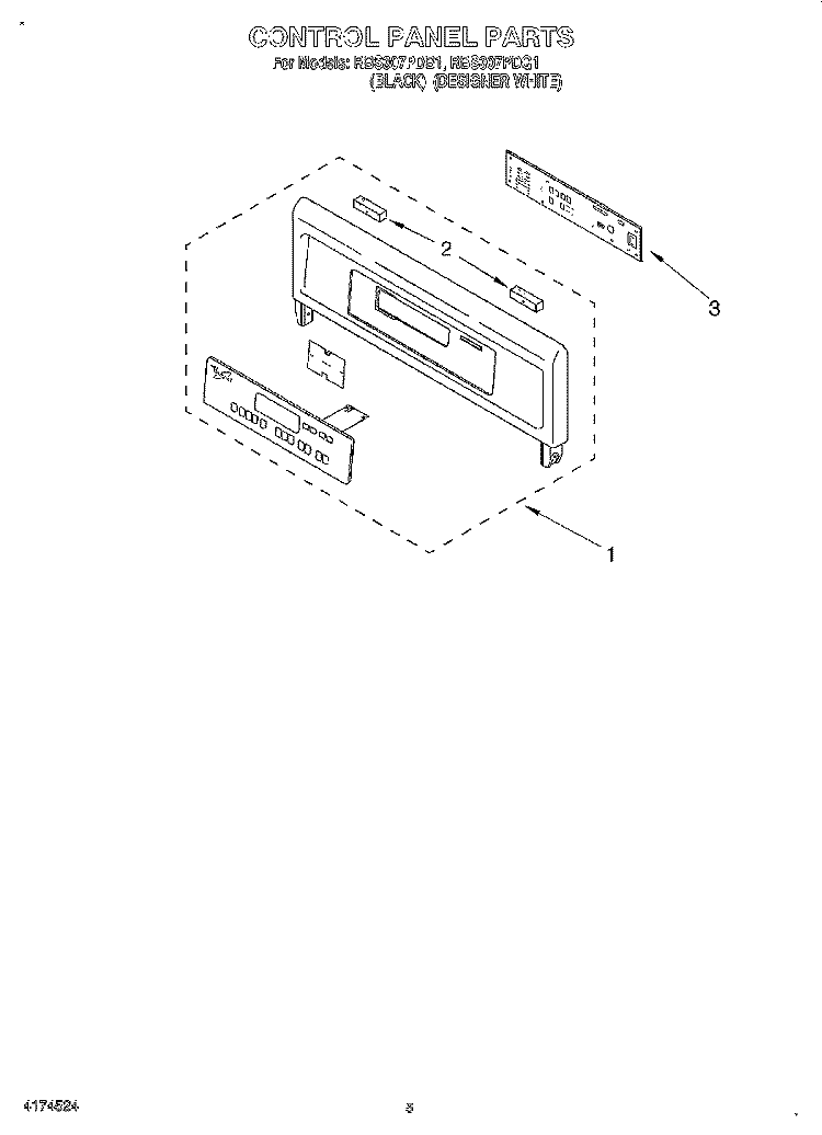 CONTROL PANEL, LITERATURE Diagram and Parts List for RBS307PDQ1  Whirlpool Wall Oven