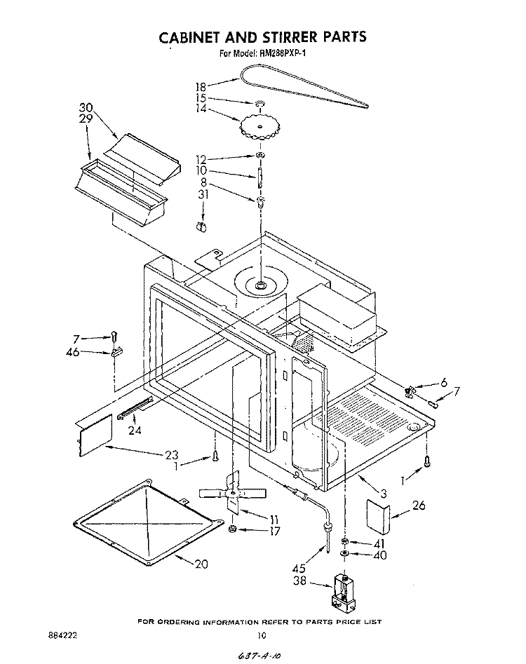CABINET AND STIRRER Diagram and Parts List for RM288PXP1  Whirlpool Microwave Oven Combo
