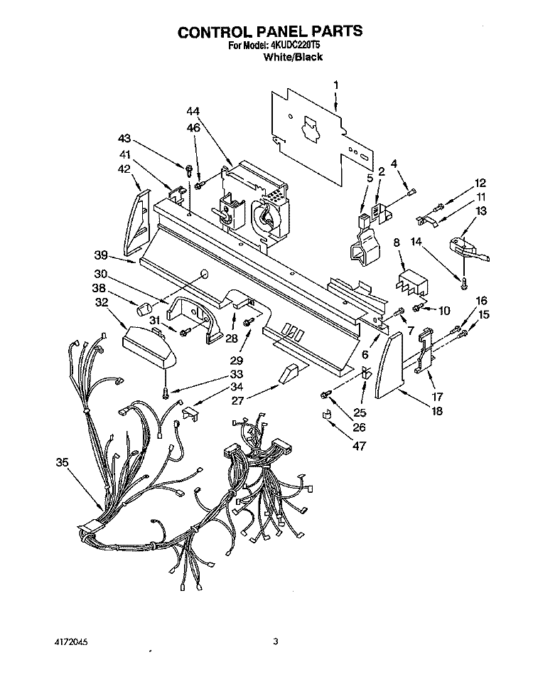 CONTROL PANEL, LITERATURE/OPTIONAL Diagram and Parts List for 4KUDC220T5  KitchenAid Dishwasher