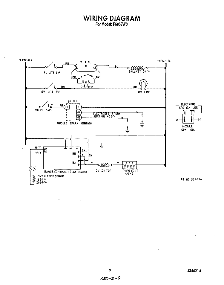 WIRING DIAGRAM Diagram and Parts List for F6857W0  Roper Range