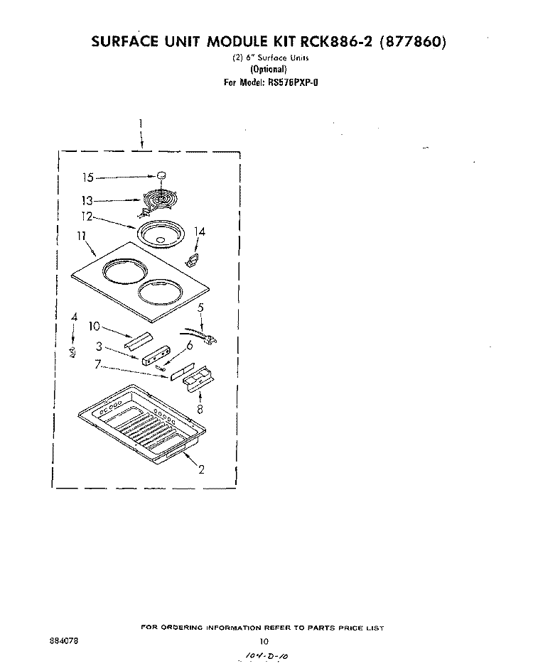 SURFACE UNIT MODULE KIT Diagram and Parts List for RS576PXP0  Whirlpool Range