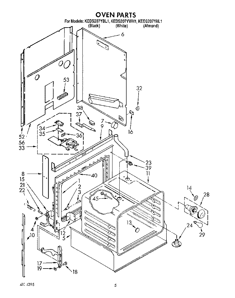 OVEN, LITERATURE Diagram and Parts List for KEDS207YAL1  KitchenAid Range