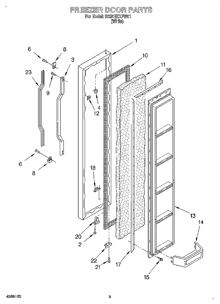 FREEZER DOOR Diagram and Parts List for RS20EKXFW01  Roper Refrigerator