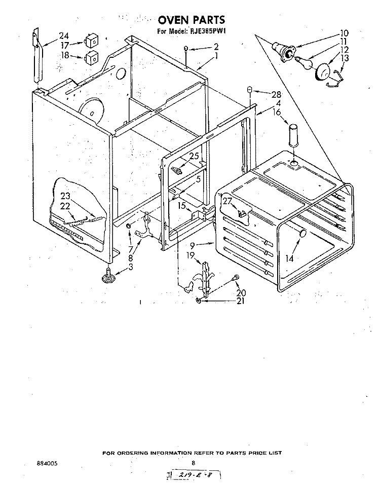 OVEN (CONTINUED) Diagram and Parts List for RJE385PW1  Whirlpool Range