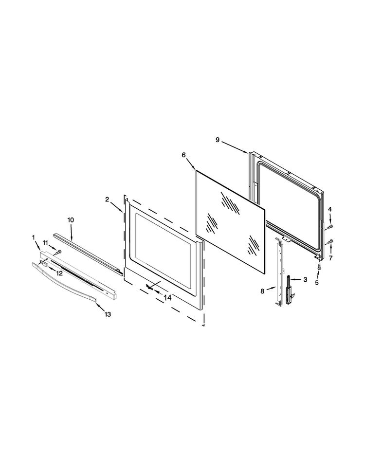 Door Parts Diagram and Parts List for WFE720H0AS1  Whirlpool Range