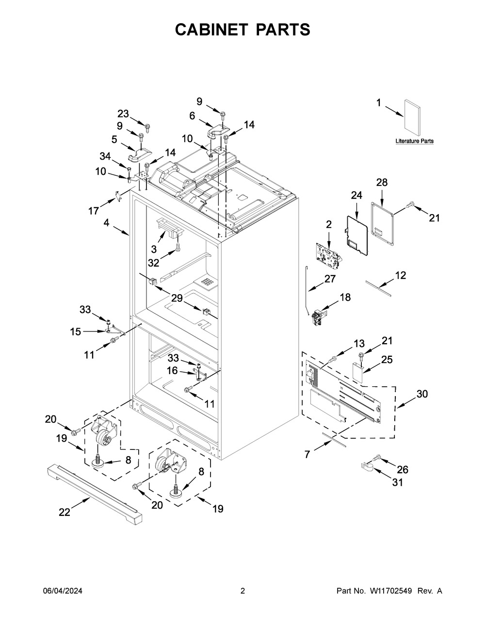 Cabinet Parts Diagram and Parts List for KRFF577KPS03  KitchenAid Refrigerator