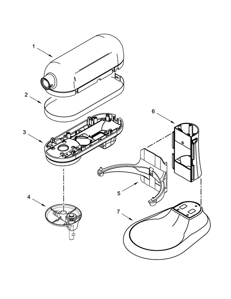Color Variation Parts Diagram and Parts List for KSM6521XMW0  KitchenAid Mixer
