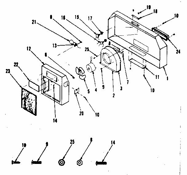 Range Hood Diagram and Parts List for 8505137062  Kenmore Range Hood