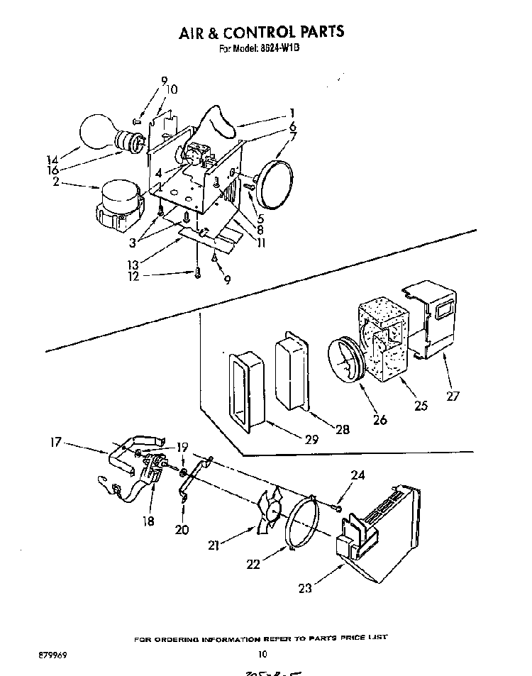 Air And Control Diagram and Parts List for 8624*1B  Roper Refrigerator