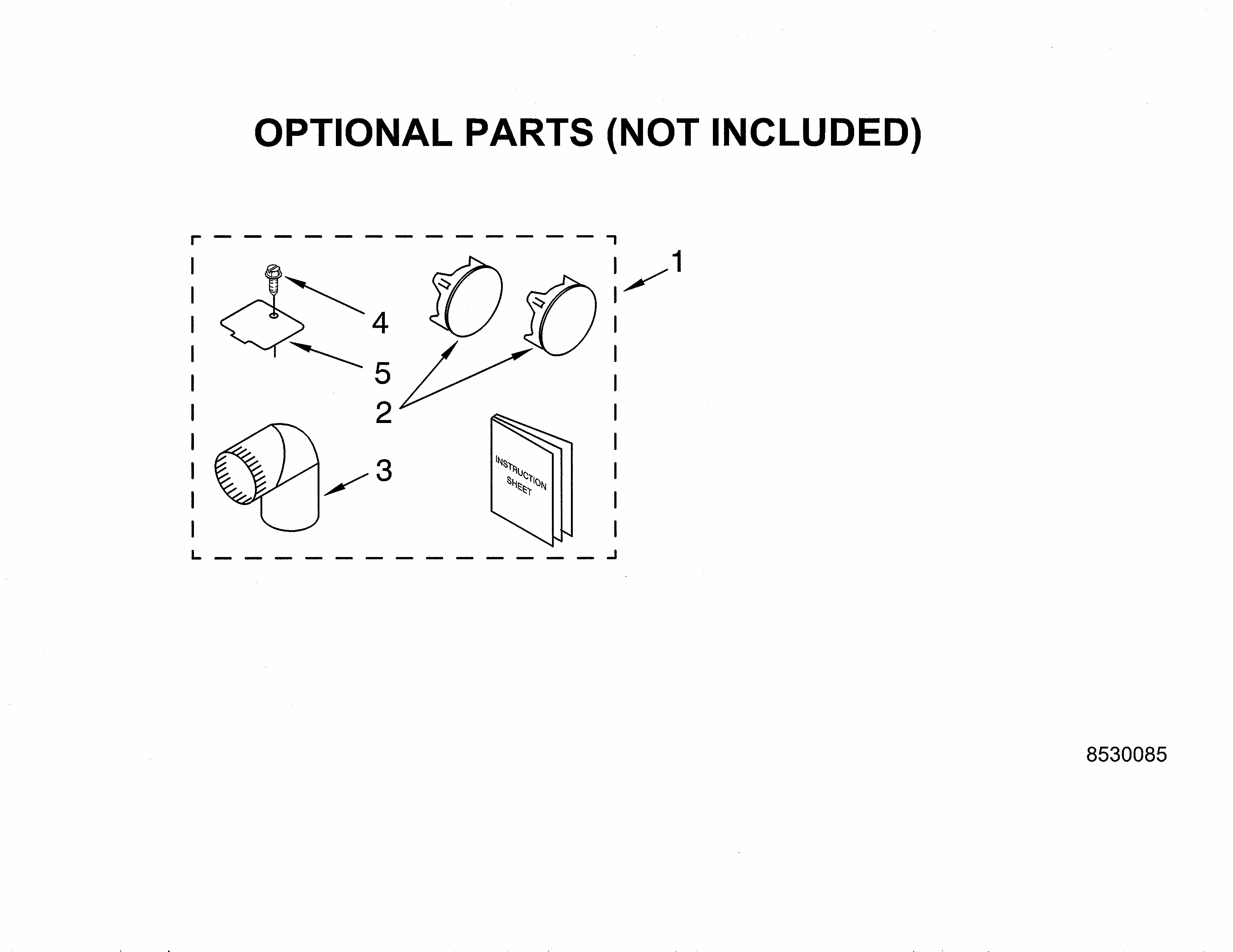 Optional Parts (not Included) Diagram and Parts List for 11072182103  Kenmore Dryer