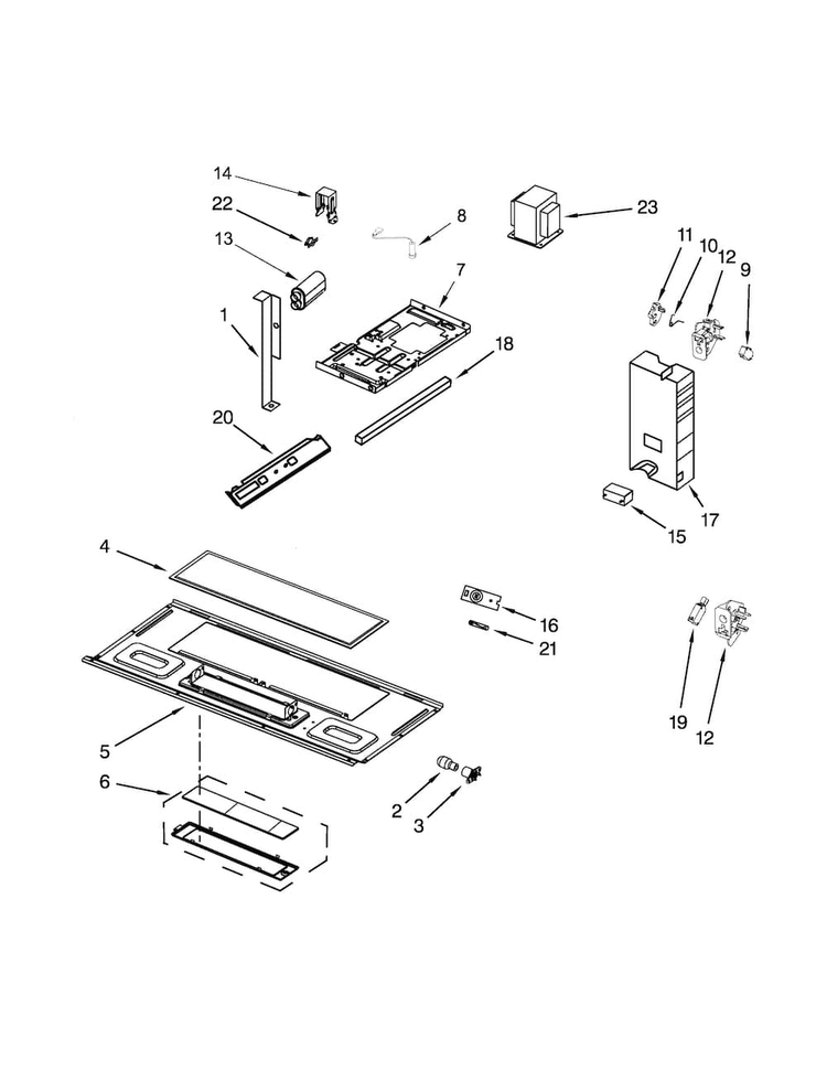 Interior And Ventilation Parts Diagram and Parts List for UMV1160CW0  Whirlpool Microwave