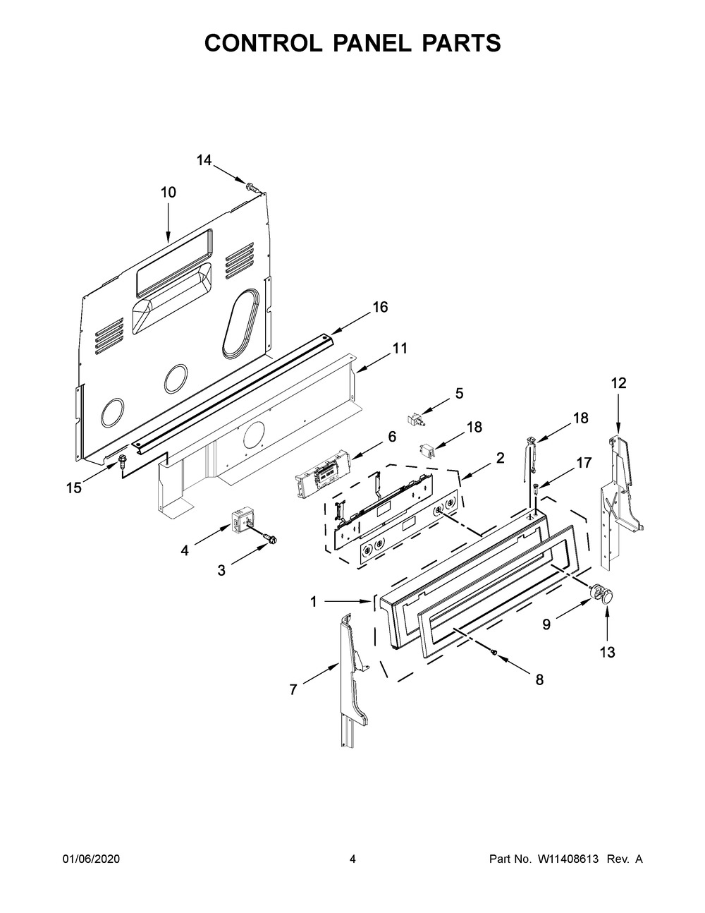 Control Panel Parts Diagram and Parts List for YKFEG500EBS3  Whirlpool Range