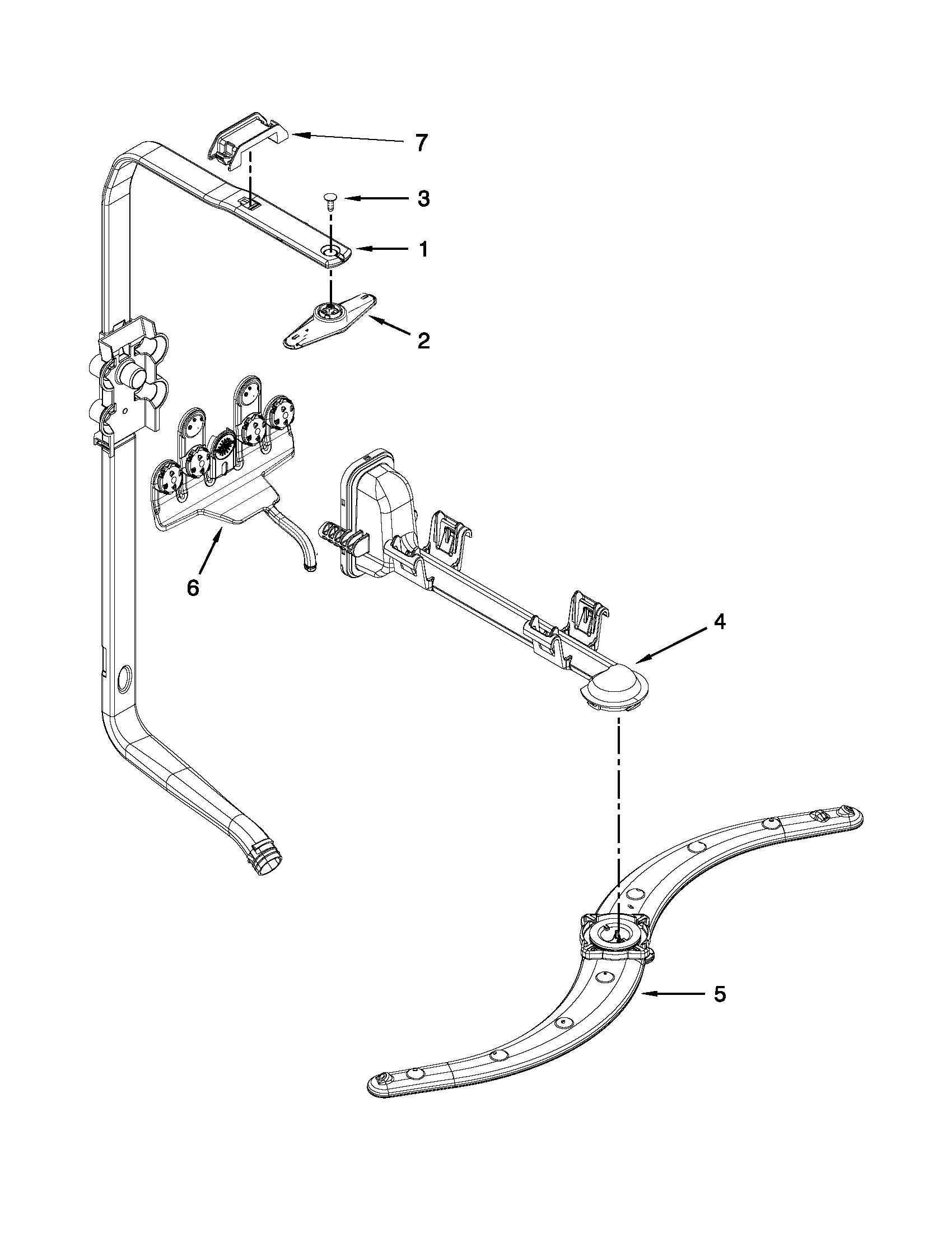 Upper Wash And Rinse Parts Diagram and Parts List for 66515699K212  Kenmore Dishwasher