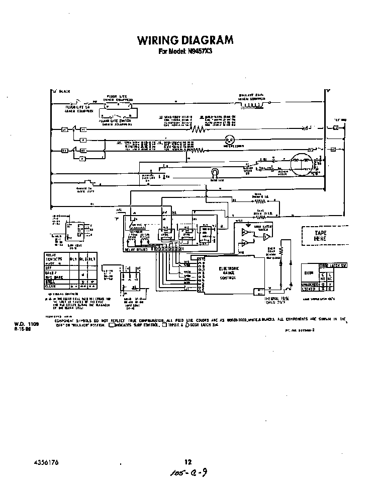 Wiring Diagram Diagram and Parts List for N9457*3  Roper Range