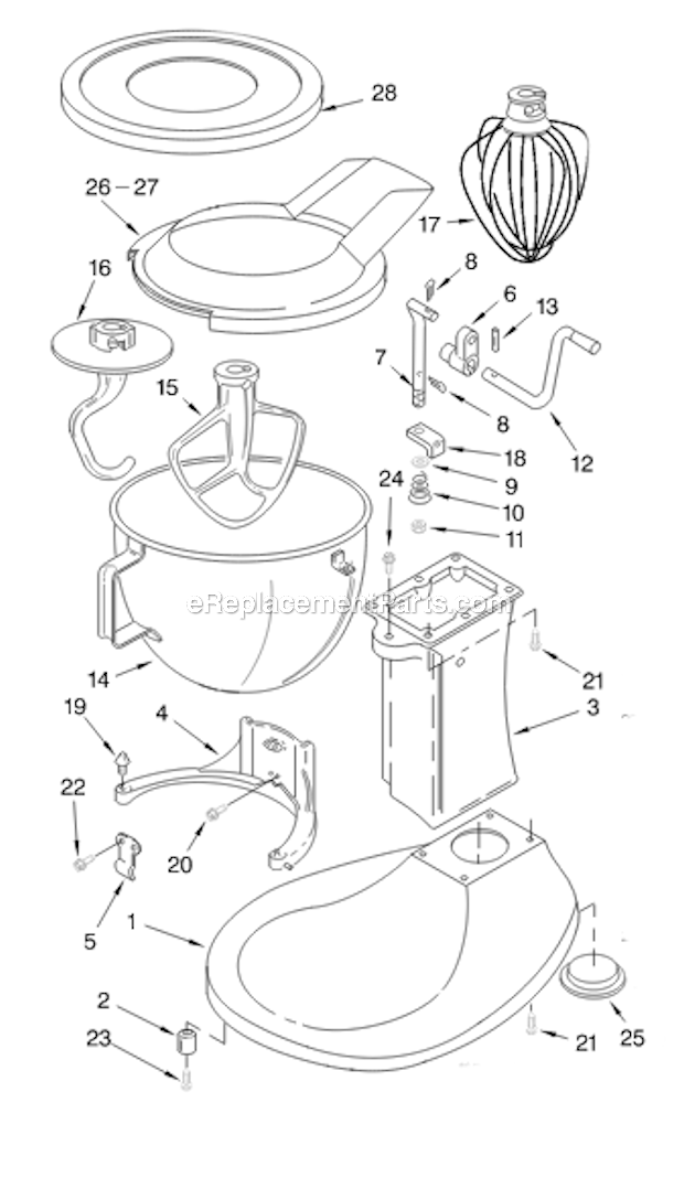 BASE AND PEDESTAL UNIT Diagram and Parts List for K5SS  KitchenAid Mixer