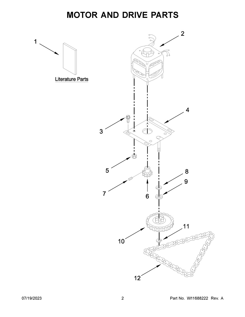 Motor And Drive Parts Diagram and Parts List for KTTS505ESS2  KitchenAid Trash Compactor