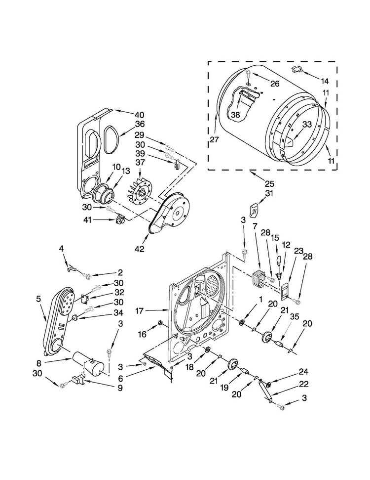 Bulkhead Parts Diagram and Parts List for 11071202015  Kenmore Dryer