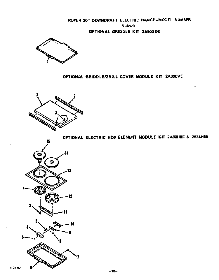 ^griddle Diagram and Parts List for N9457*0  Roper Range