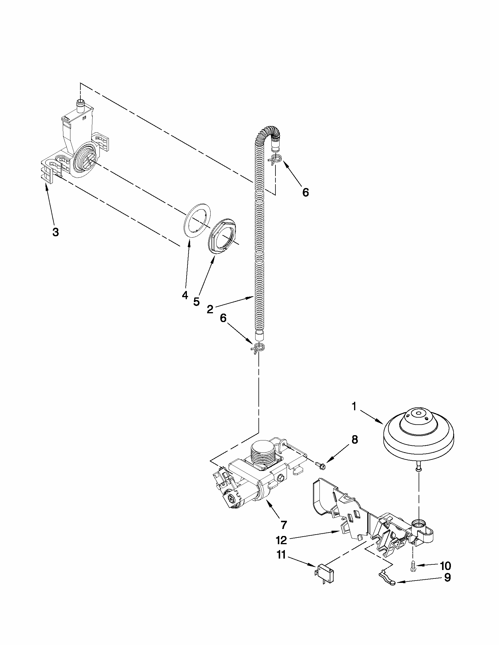 Fill, Drain And Overfill Parts Diagram and Parts List for 66517742K015  Kenmore Dishwasher