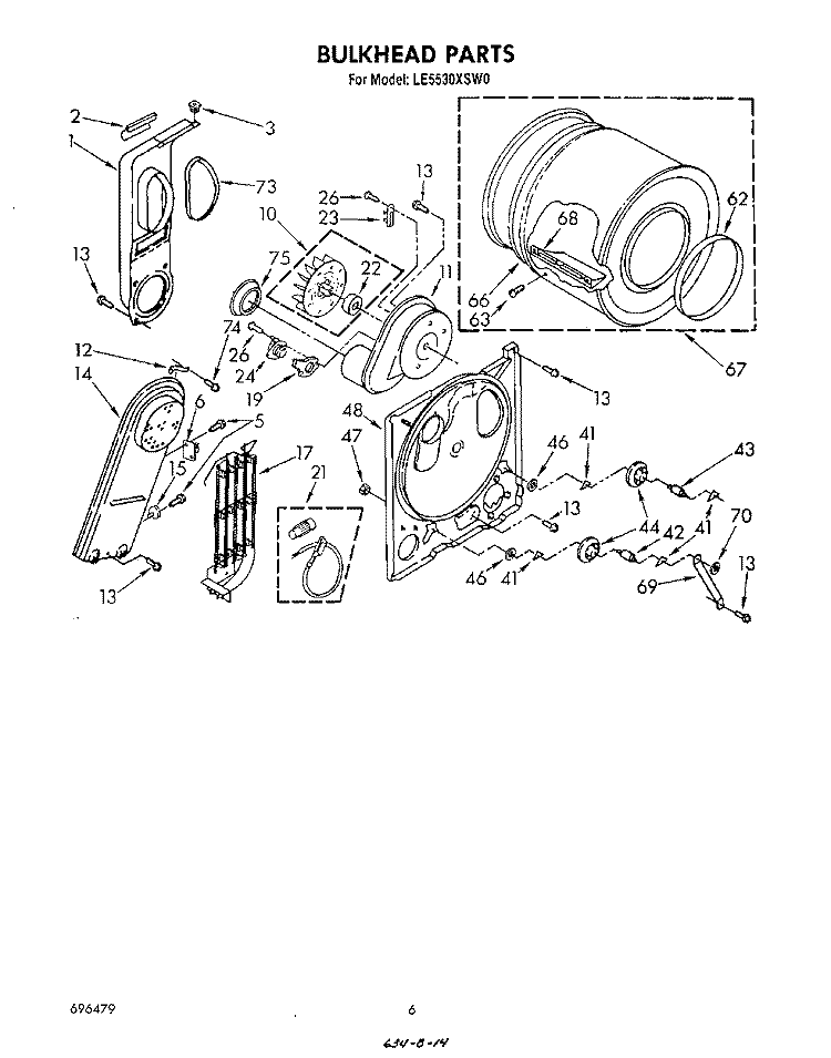 SECTION Diagram and Parts List for LE5530XSW0  Whirlpool Dryer