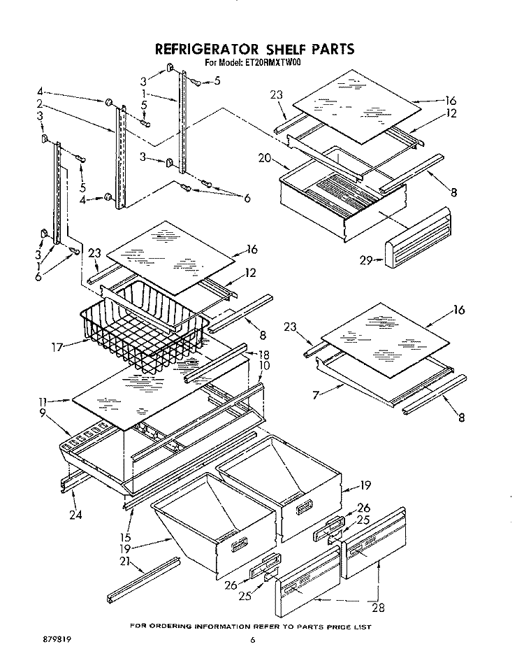 REFRIGERATOR SHELF Diagram and Parts List for ET20RMXTF00  Whirlpool Refrigerator