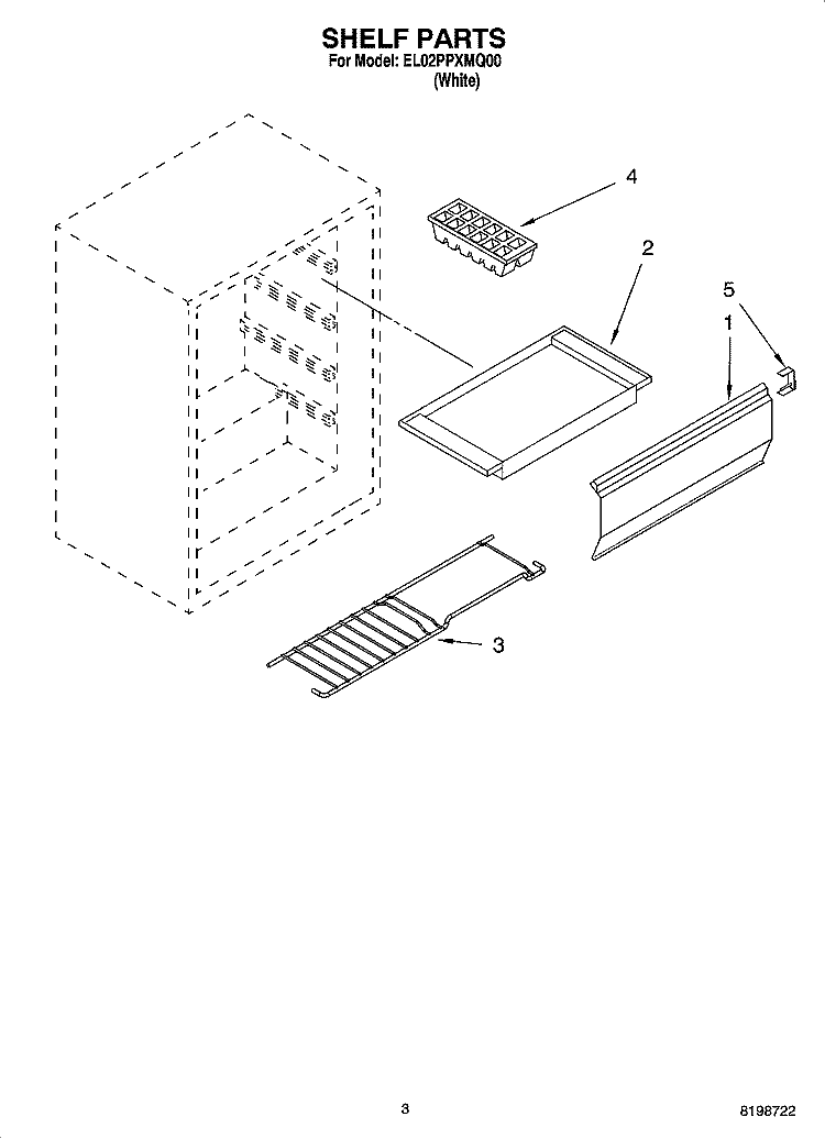 SHELF PARTS Diagram and Parts List for EL02PPXMQ00  Whirlpool Refrigerator