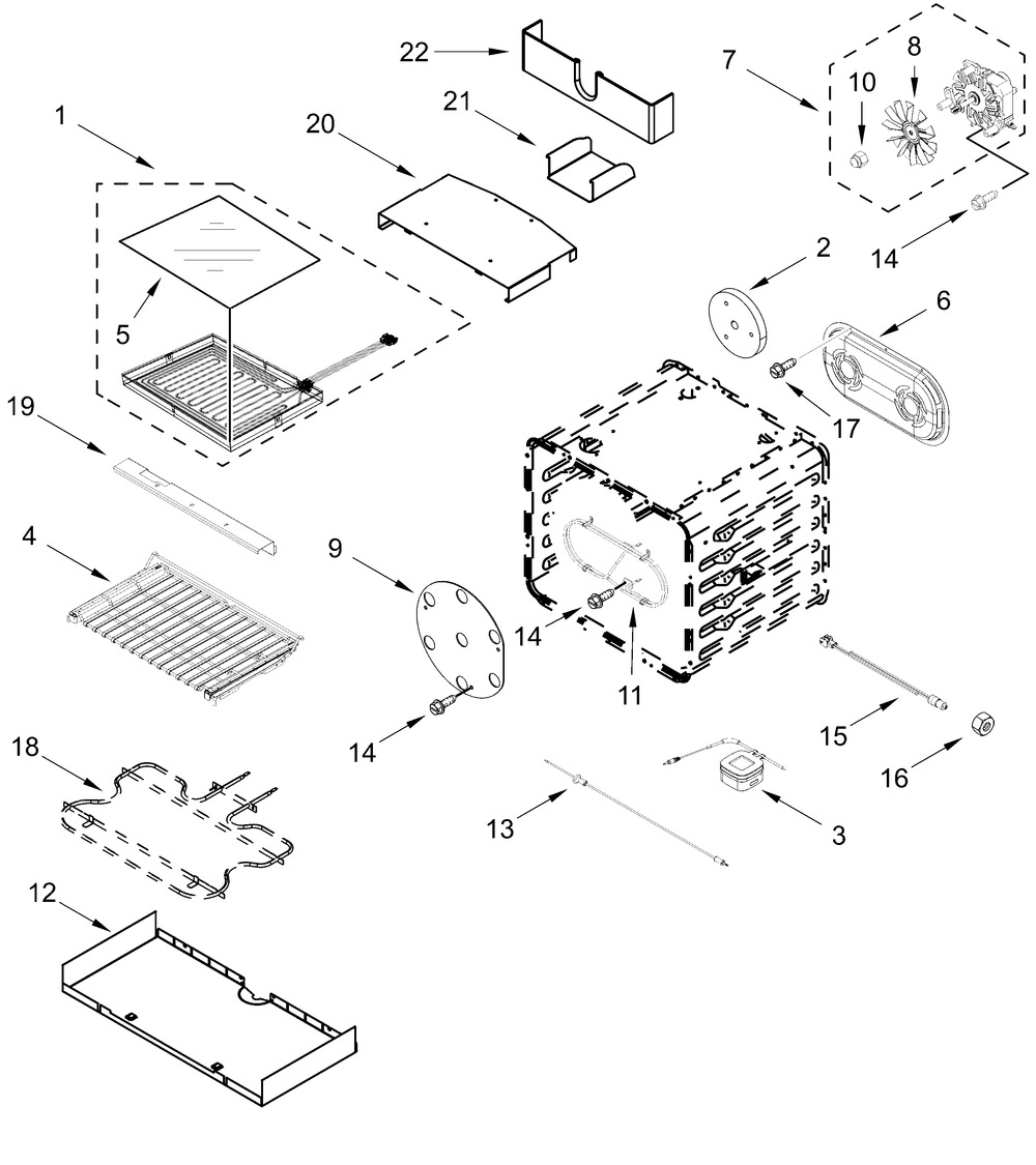 Internal Oven Parts Diagram and Parts List for JPIFC730RL00  Whirlpool Range