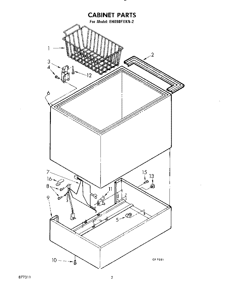 SECTION Diagram and Parts List for EH090FXKN2  Whirlpool Freezer