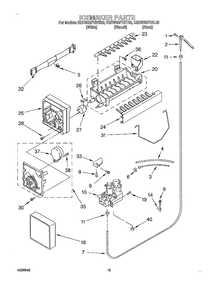 ICE MAKER, OPTIONAL Diagram and Parts List for KSRW25FHBL00  KitchenAid Refrigerator