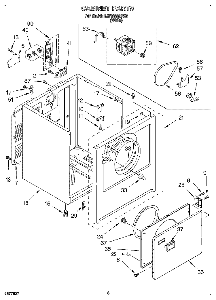 SECTION Diagram and Parts List for LER5636DW0  Whirlpool Dryer
