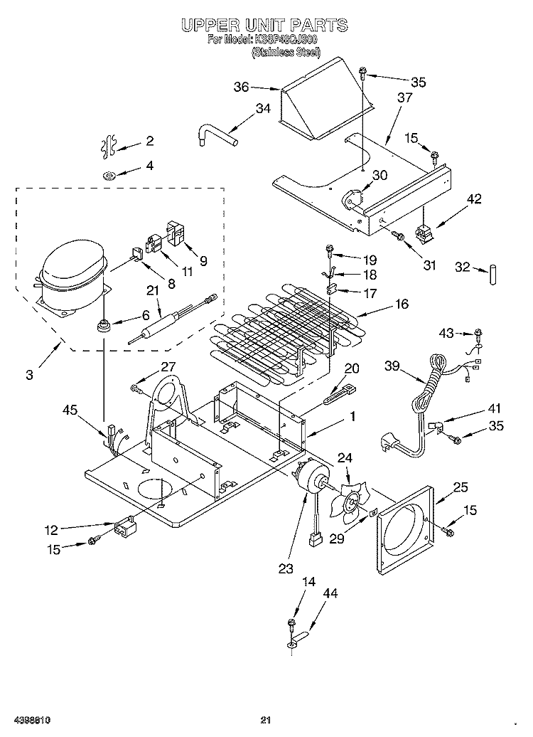 UPPER UNIT Diagram and Parts List for KSSP48QJS00  KitchenAid Refrigerator