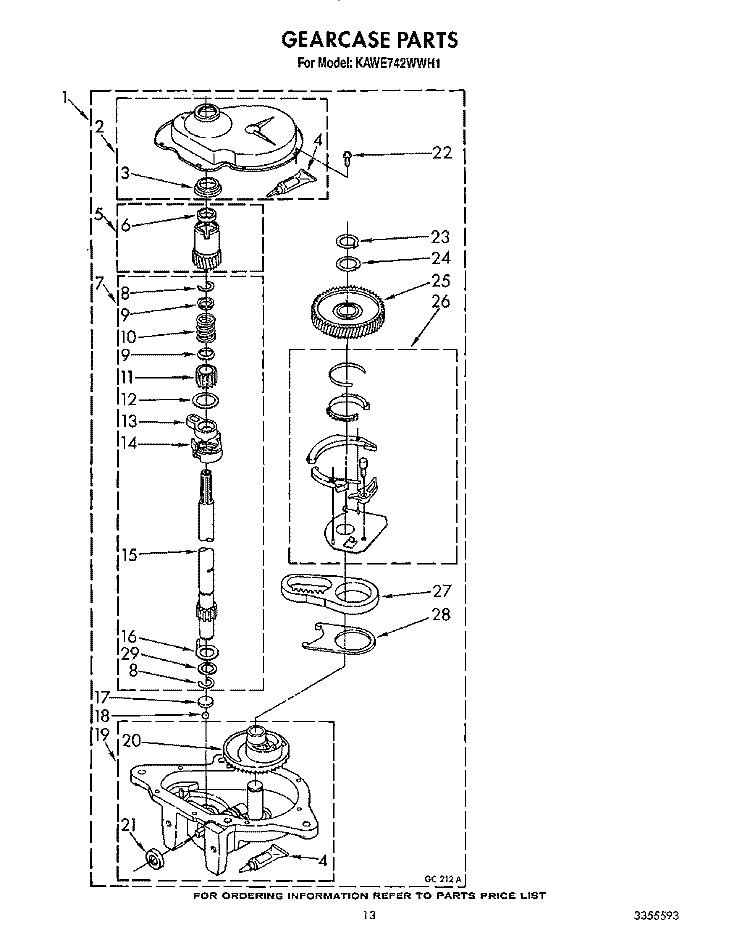 GEARCASE Diagram and Parts List for KAWE742WAL1  KitchenAid Washer