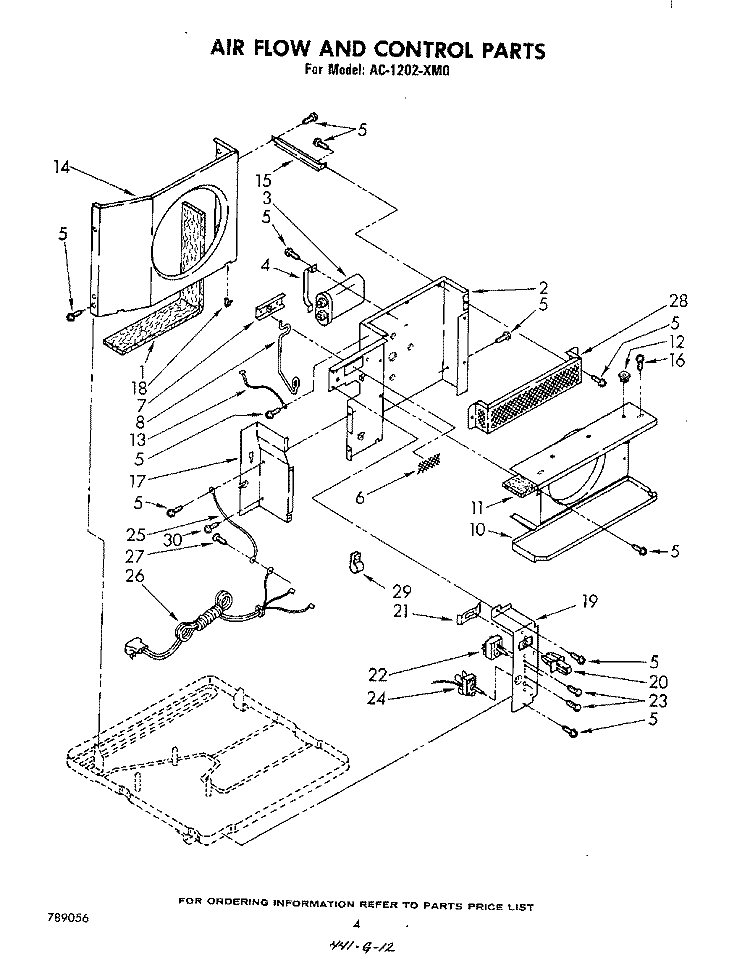 SECTION Diagram and Parts List for AC1202XM0  Whirlpool Air Conditioner