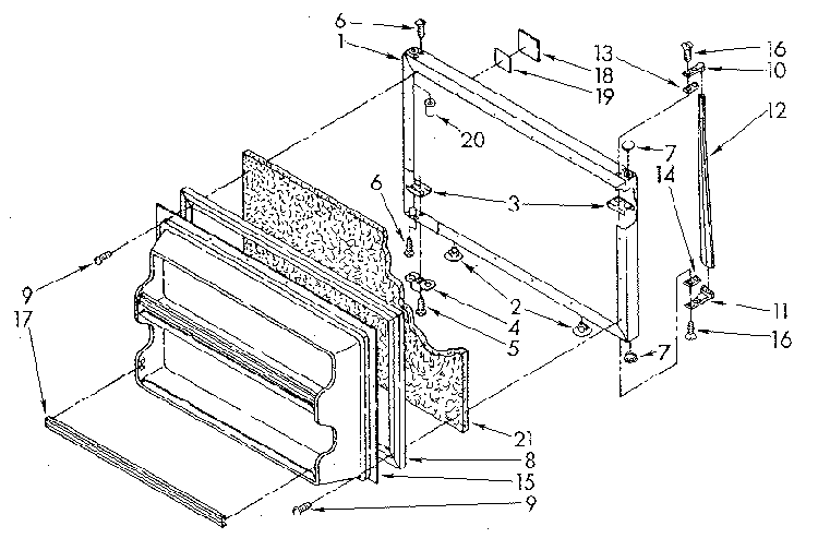Freezer Door Diagram and Parts List for ET18JKYSN02  Whirlpool Refrigerator